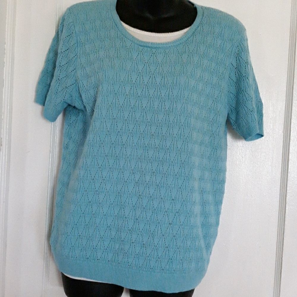 Unique Alfred Dunner texture aqua sweater Size S